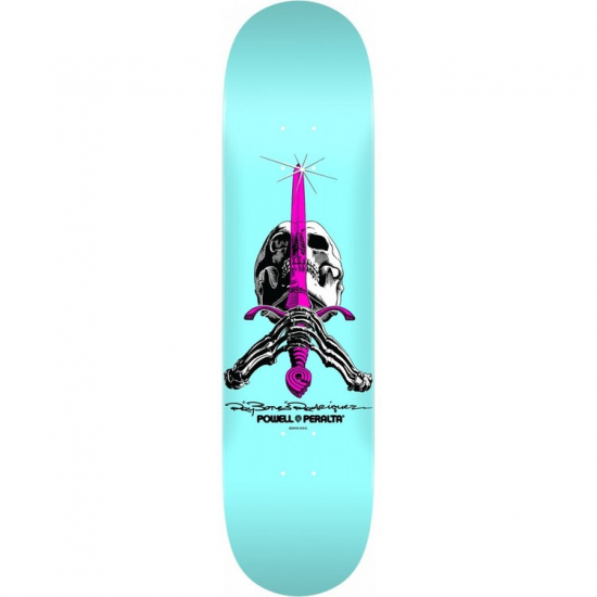 Powell Peralta Skull & Sword Pastel Blue 8.0 skateboard deck